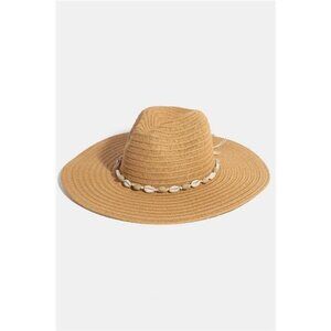 Fame Shell Beaded‎ Wide Brim Straw Hat